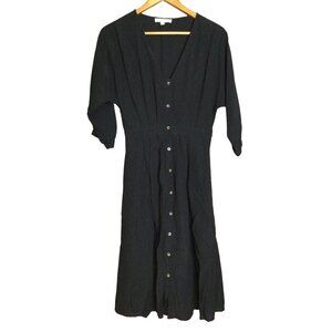 First Monday Black Button Front Midi Dress Size XS Pleated